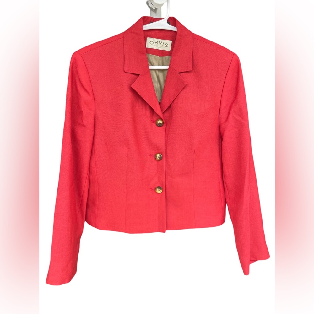 Orvis Coral Wool Blend Blazer Petite 4P Tailored Jacket - Picture 2 of 7